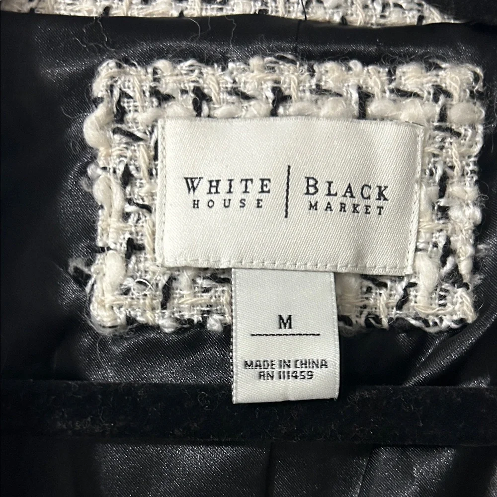 White House Black Market. Size M black and white tweed jacket - Picture 2 of 4